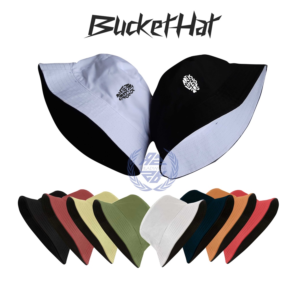 Topi Bucket Hat Logo Art Is LifeTopi Bucket Bolak-balik Pria Outdor Topi Bucket Distro Topi Ember Wanita Pria