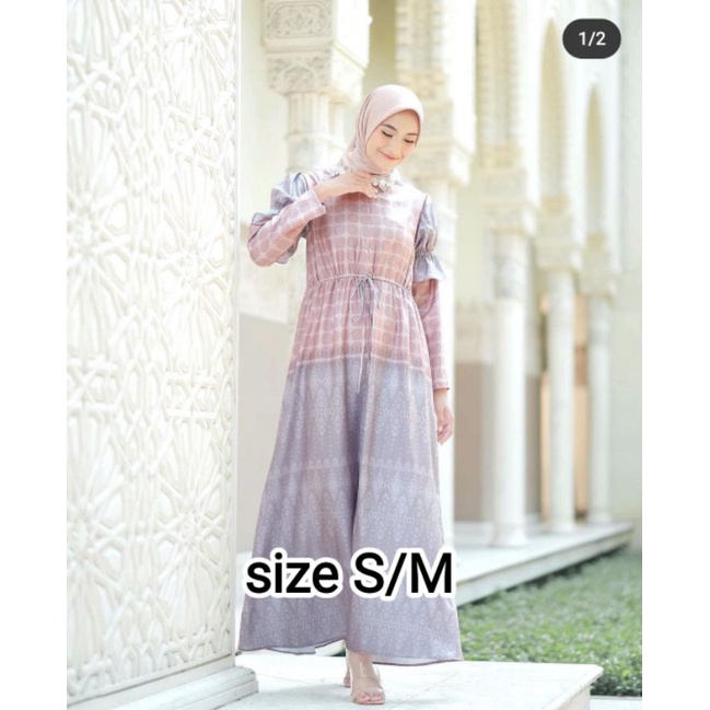 SIAP KIRIM Sawarna Twotone dress Vanilla hijab