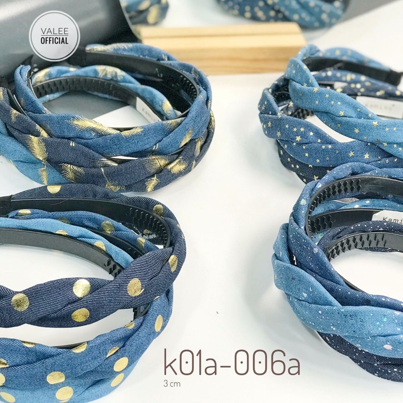 BANDO PREMIUM KEPANG DENIM BANDANA KOREA WANITA KEPANG MOTIF JEANS DENIM