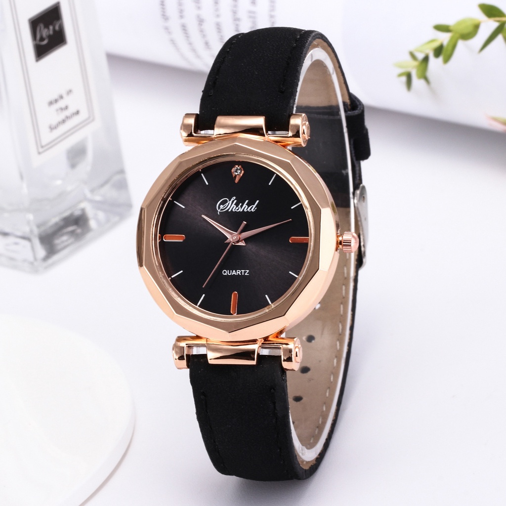 Jam Wanita Quartz Hexa Rough Edge Model Korea Terbaru Elegant