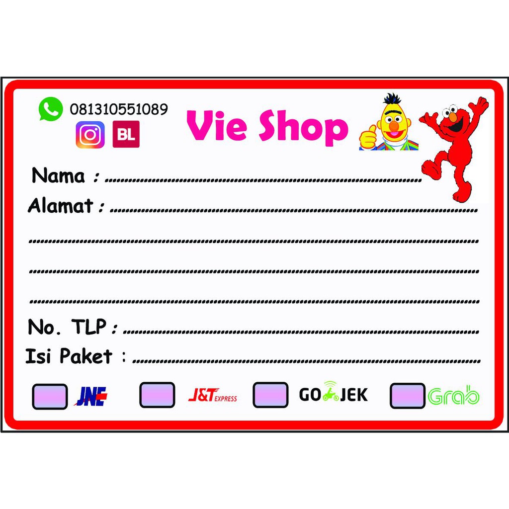  Stiker  Label Alamat  Pengiriman Online Shop Sesame Street 