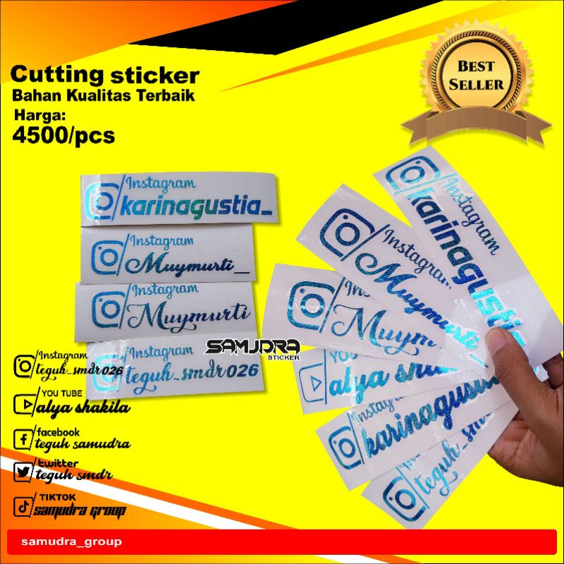 Jual Sticker Custom Nama Ig Youtube Facebook Tiktok Twitter Dll