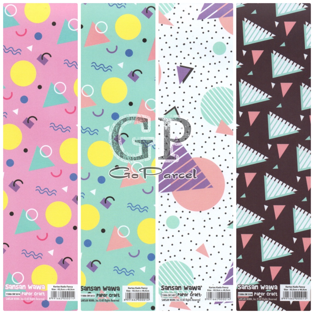 ( 5 Lembar ) POLKADOT SANWA - KERTAS KADO TRIANGLE DOTS SANWA - GIFT WRAP PAPER SANSAN WAWA POLKADOTS ONDE SEGITIGA VINTAGE CLASSIC