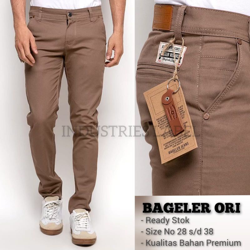 Bageler Chino Panjang Pria Celana Chino panjang slimfit big size celana chino canvas warna cream seri CBS 7R67