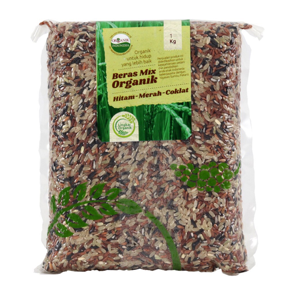 

Beras Mix Hitam Merah Coklat Organik (Whole Grain) 1kg Lingkar Organik