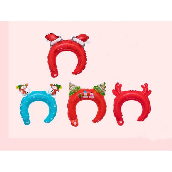 Balon Bando Santa merah/Balon Foil Headband Natal