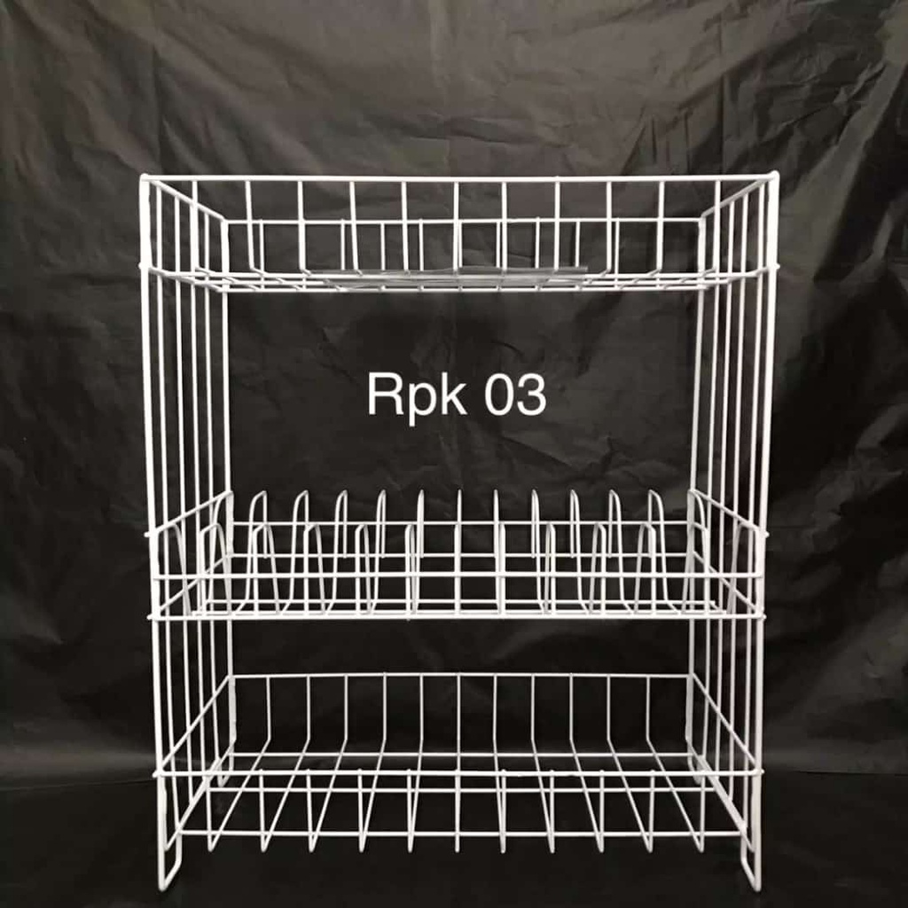 PROMO!!! ( RPL 03 ) Rak Piring + Gelas Susun rak kawat putih / rak piring putih susun 3 / RAK PIRING BESI SUSUN 3 / RAK PIRING SUSUN 3  GNSHOP