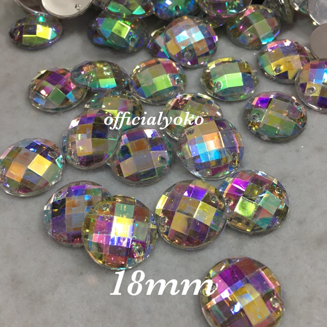 Resin Permata Bundar Pelangi 18mm BUY 10 GET 1