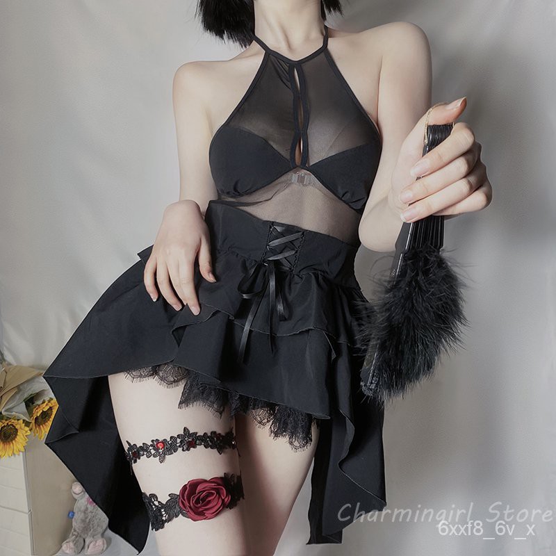 Demon Cosplay Costumes Sexy Lingerie Maid Temptation Cute Wedding Evil Anime Backless Dress Hallowee