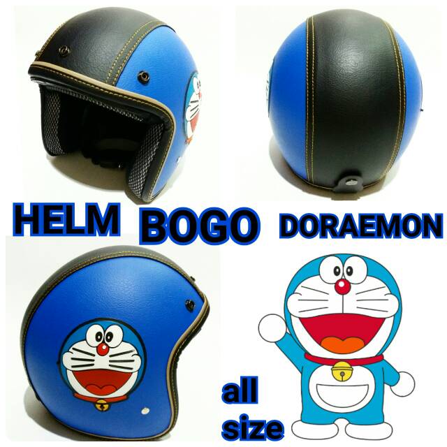 Helm bogo dewasa karakter kartun doraemon leather with kaca bogo original murah dan terbaru