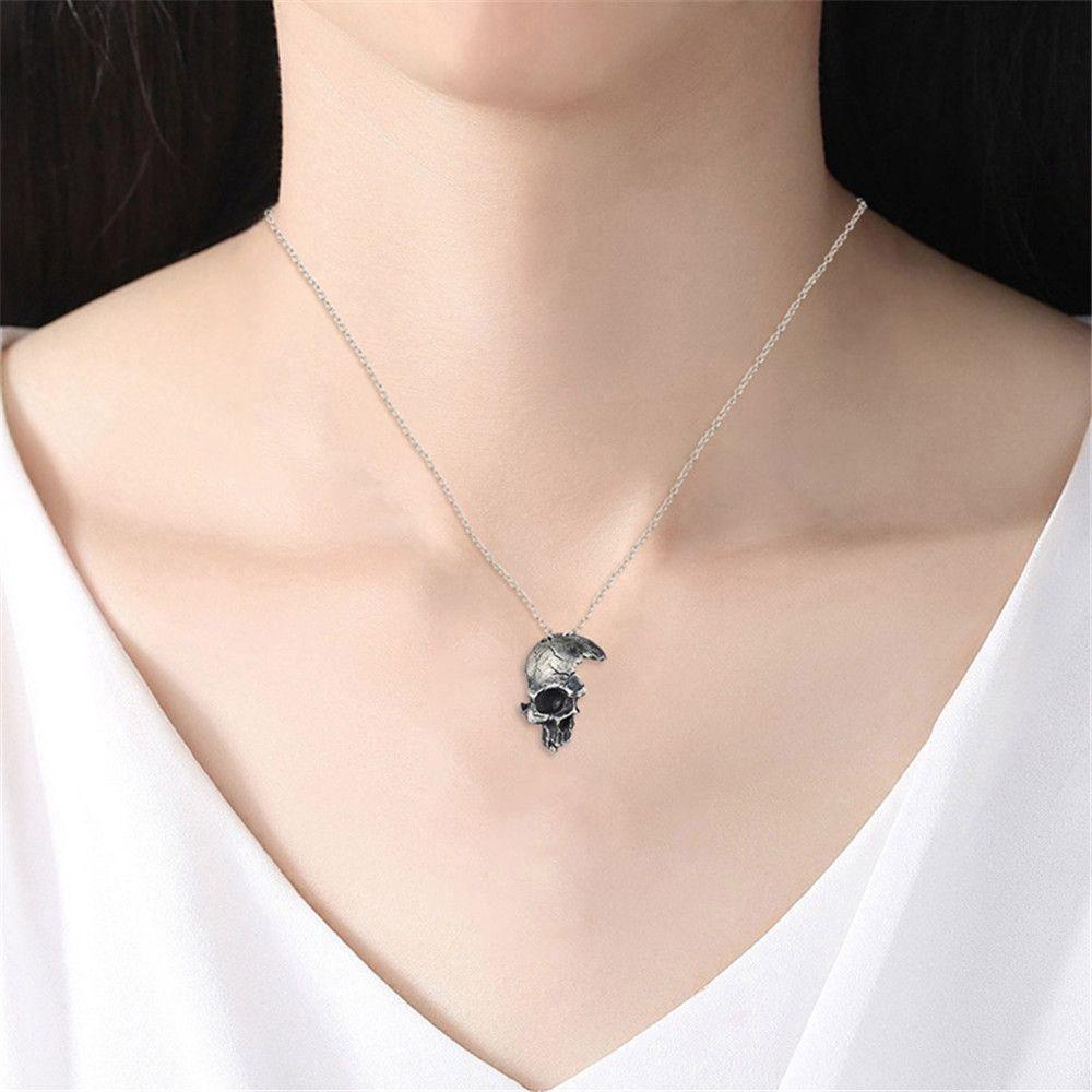 R-flower Skull Pendant Kalung Rusak Biker Rock Gothic