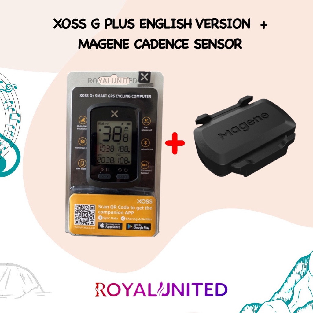 GPS Speedometer XOSS G+ G Plus Paket Magene Cadence S3+