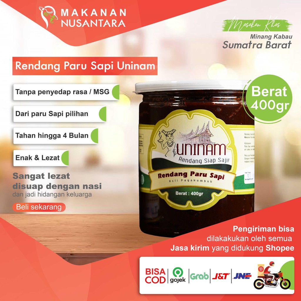 

Rendang Paru Sapi 400gr / Makanan Kemasan Siap Saji Rendang Paru Rendang Padang Makanan Siap Saji