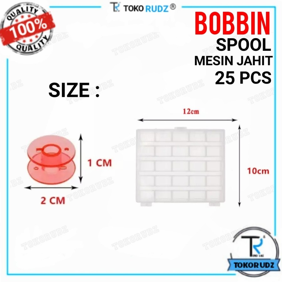 Bobbin Spool Spul Mesin Jahit Portable Plastik Warna Dengan Kotak isi 25 Pcs