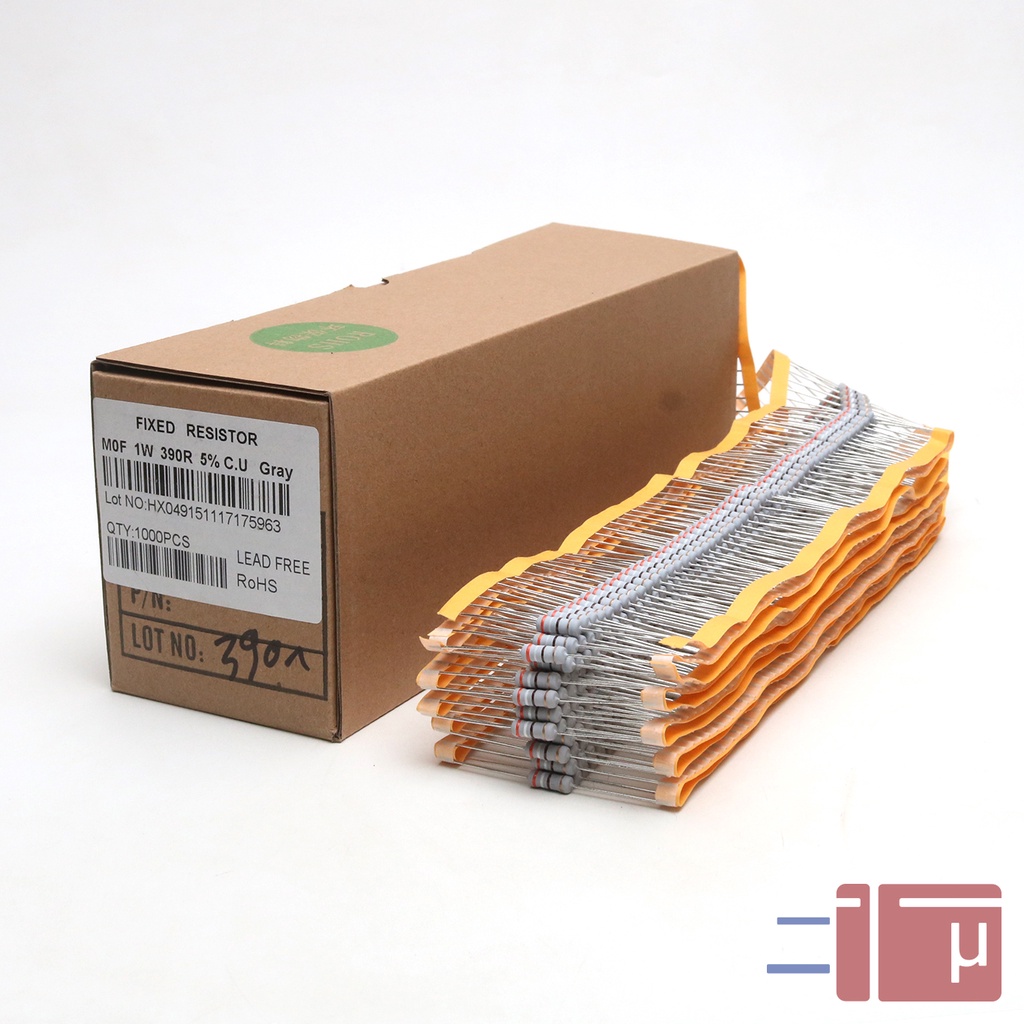 x10 Resistor 390R 390 Ohm 1W Metal Oxide 5% Taiwan Kaki Tembaga