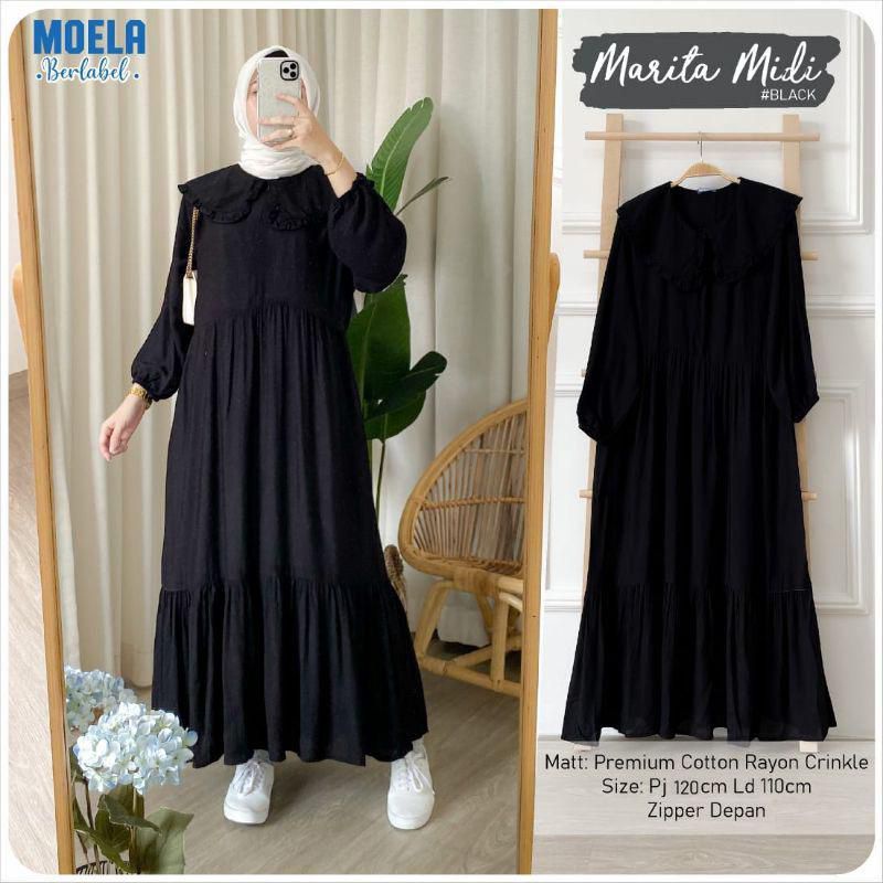 MARITA ISOCA MIDI DRESS CRINKLE AIRFLOW PREMIUM / MARITA GAMIS MIDI DRESS TERBARU KEKINIAN