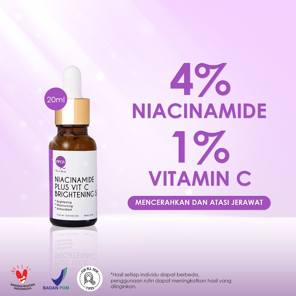 𝐑𝐀𝐃𝐘𝐒𝐀 - PIPIQIU Brightening Niacinamide + Vitamin C Serum 20ml BPOM