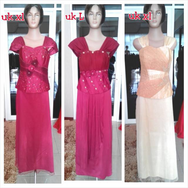gaun pesta warna merah kuning gold second preloved masih bagus