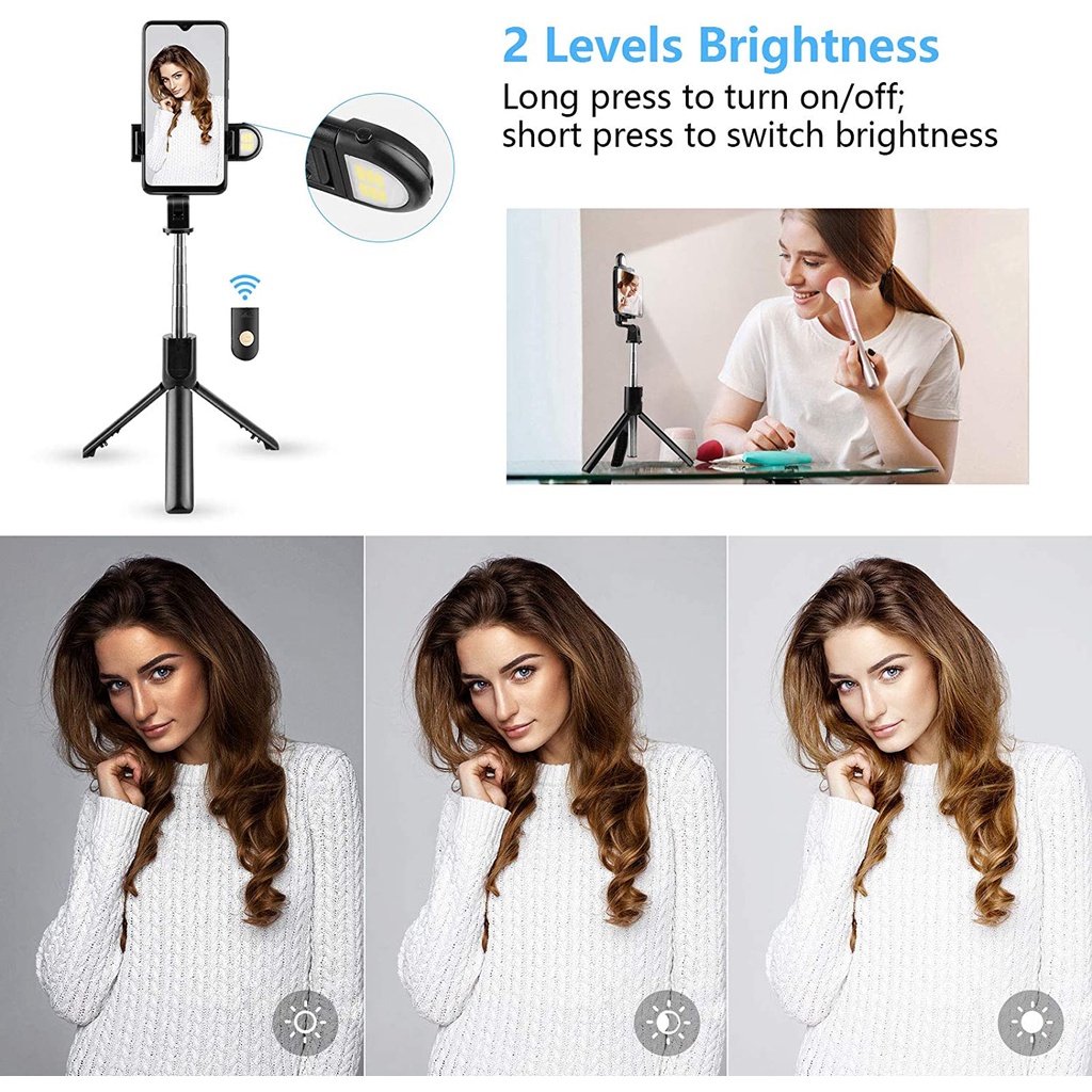 Tongsis 3 in 1 Lampu LED Remote Control - Tripod - Stand Holder HP Selfie