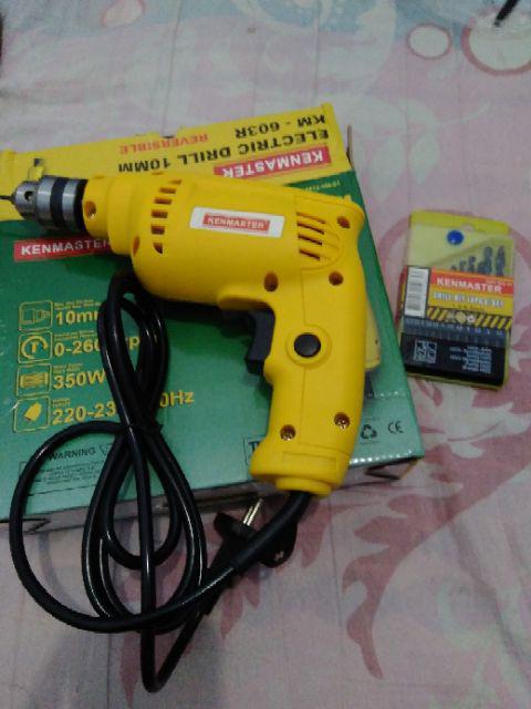 Mesin Bor Listrik 10mm Electric Drill Reversible Bolak Balik Kenmaster