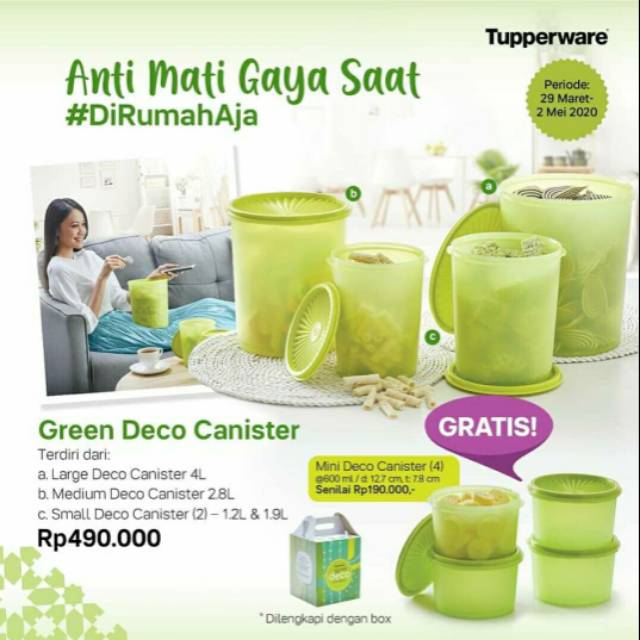 Green Deco Canister Tupperware