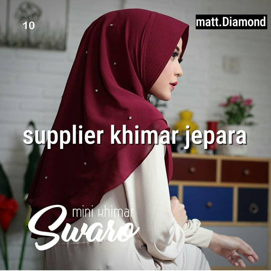 Khimar Ceruty 2 Layer Mini Swaro / Khimar Mutiara 2 lapis / Jilbab instan mutiara tabur