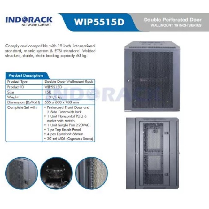 Wallmount Rack WIP5515D Rack Server 15U Single Perforated Door 19 inch Series