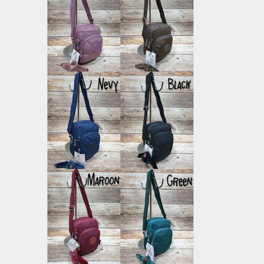 Terbaru.. TAS SELEMPANG WANITA KIPLING IMPORT 3Resleting ((free Gantungan Monyet))