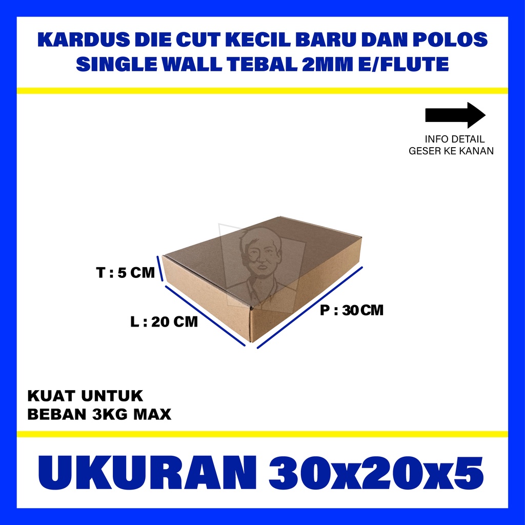 

Kardus Box Karton Polos Die Cut Kuping 2 UK 30x20x5