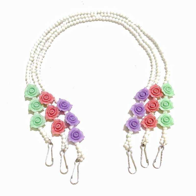 Kalung Gantungan Masker Strap Mask Hanging Pastel Rose Flower Beads Series Bunga Mawar Necklace Mote