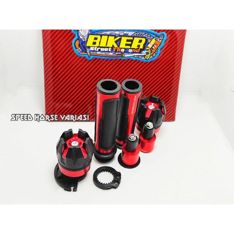 Paket 3in1 Handgrip baracuda+jok biker+jalu As universal