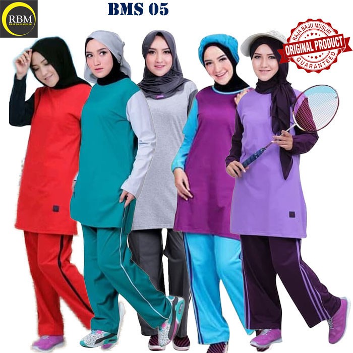 Baju Kaos Olahraga Katun Wanita Trendy Muslimah BMS 05