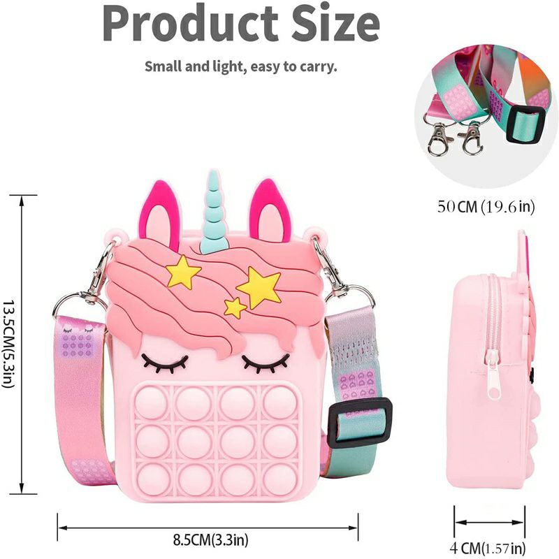 Tas Selempang POP IT Anak Model Unicorn Sling Bag Jelly Rubber