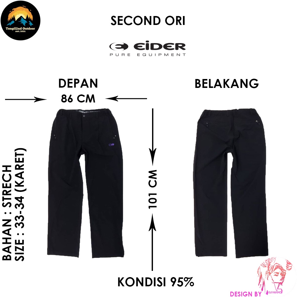 eider Celana Outdoor / Celana Gunung / Hiking Celana / Hiking Celana Hitam - Second ORI Size 33-34 -