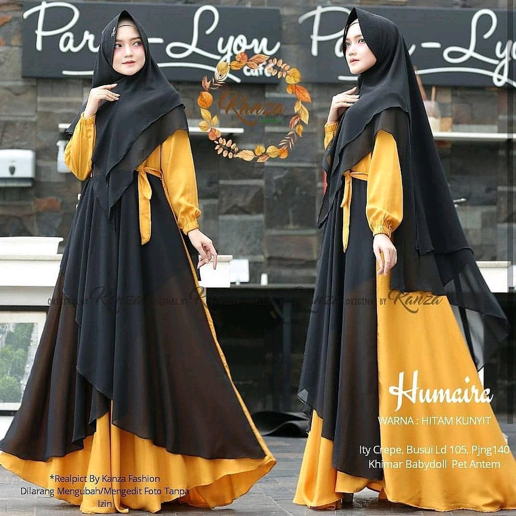 JM HUMAIRA SYAR'I ( GAMIS+HIJAB ) Bahan MOSSCREPE Gamis Syar'i Set Khimar Gamis Syari Murah