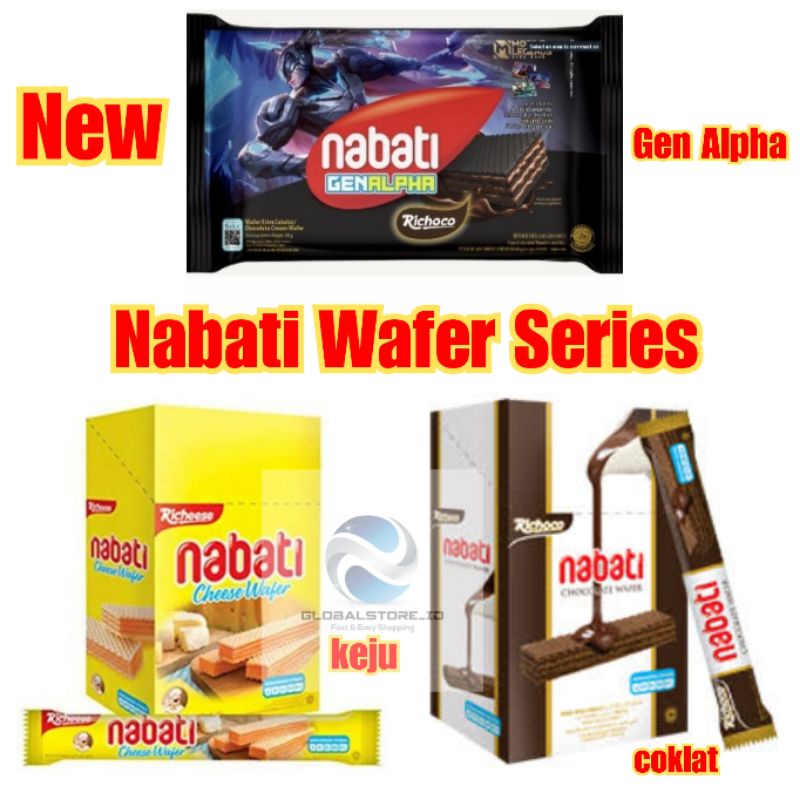 Richeese nabati wafer keju / richoco nabati wafer coklat 20 pcs / nabati alphagen coklat