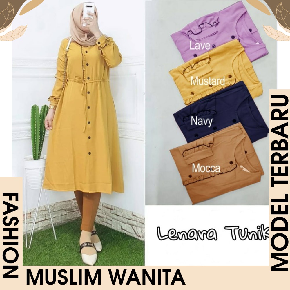 Lenara Tunik Mustard Gamis 0152 UCL Baju Gamis Wanita Terbaru ZAILA SYARI GAMIS SYARI PLUS KHIMAR