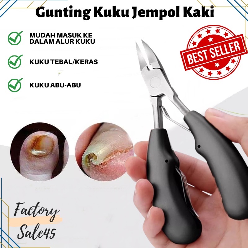 Tang Gunting Kuku Jempol Kaki Miring Stainless Steel Anti Cantengan Toe Nail Clipper Kulit Mati Dan Kutikula Nipper F712