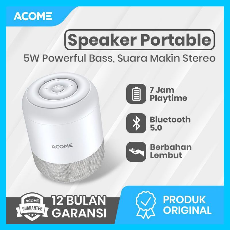 Acome A11 Speaker Stereo Bluetooth 5.0 TWS 5Watt Portable Garansi 1 Tahun