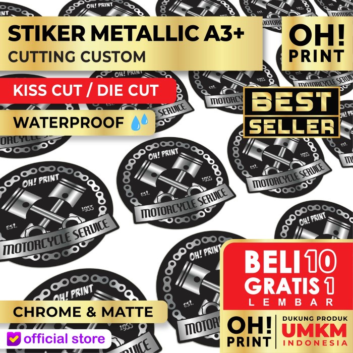 

PEREKAT-PENGIKAT- CETAK STIKER / PRINT STICKER LABEL METALLIC SILVER GOLD A3+ & KISS CUT -PENGIKAT-