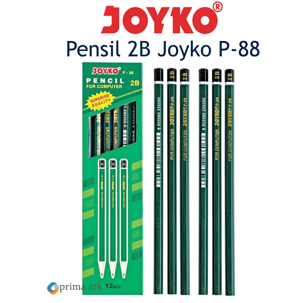 

PENCIL PENSIL 2B WARNA HITAM JOYKO UNTUK UJIAN KOMPUTER MURAH BERKUALITAS P-88 1 BOX 12 PCS