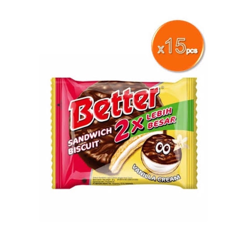 

Better Sandwich Biscuit Vanilla Renceng 10 Pcs x 27 gram