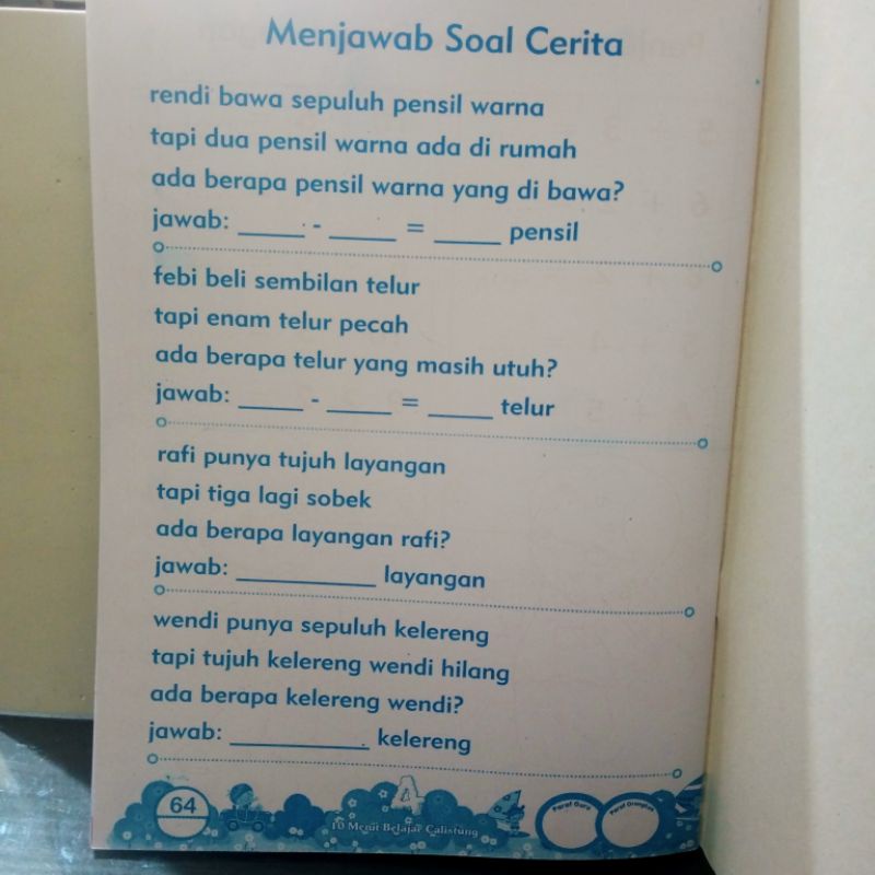 buku 10 menit belajar calistung 64 halaman (21×30cm)