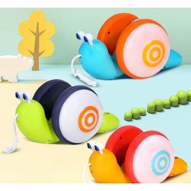 mainan siput LED dan bersuara ditarik sambil berjalan / pull along snail toy mainan anak