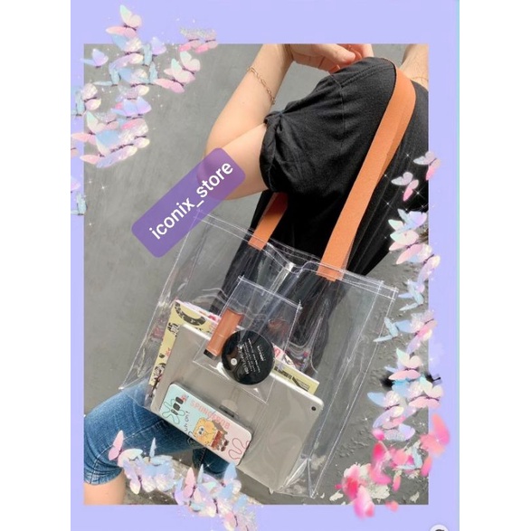 Tas mika transparan / tas wanita ukuran 30 x 30 x 10 (Polos)