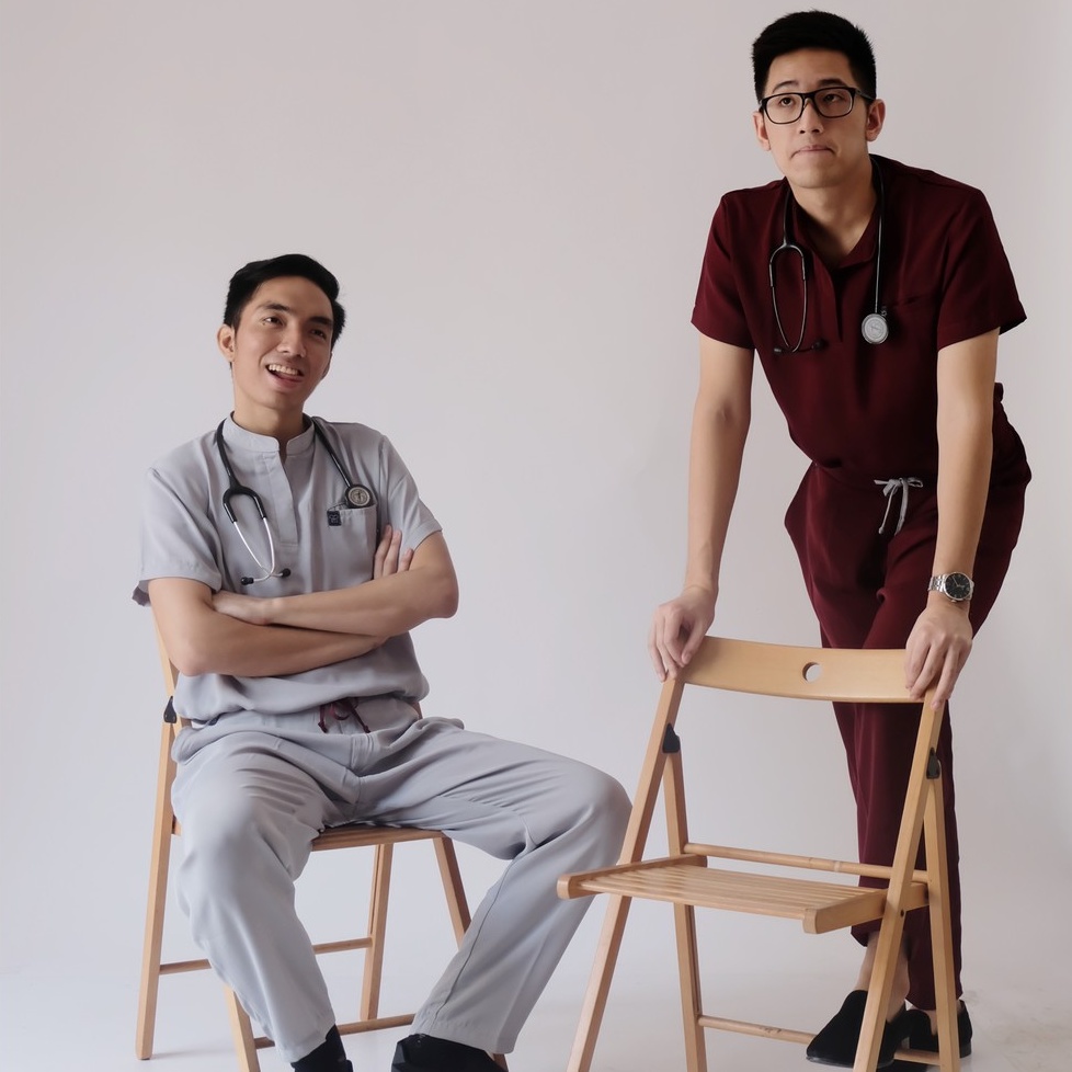 Baju Jaga MANDARIN SS - GREY Scrubs Theatre Blues First Line Lengan Pendek