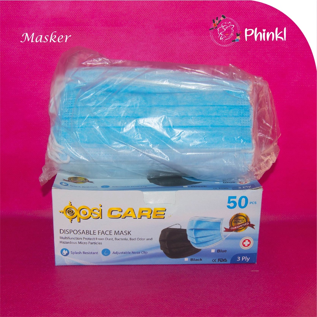 `ღ´ PHINKL `ღ´ (Per box isi 50) Masker mulut wajah  3 ply tiga lapis 3ply medis anti kuman dewasa