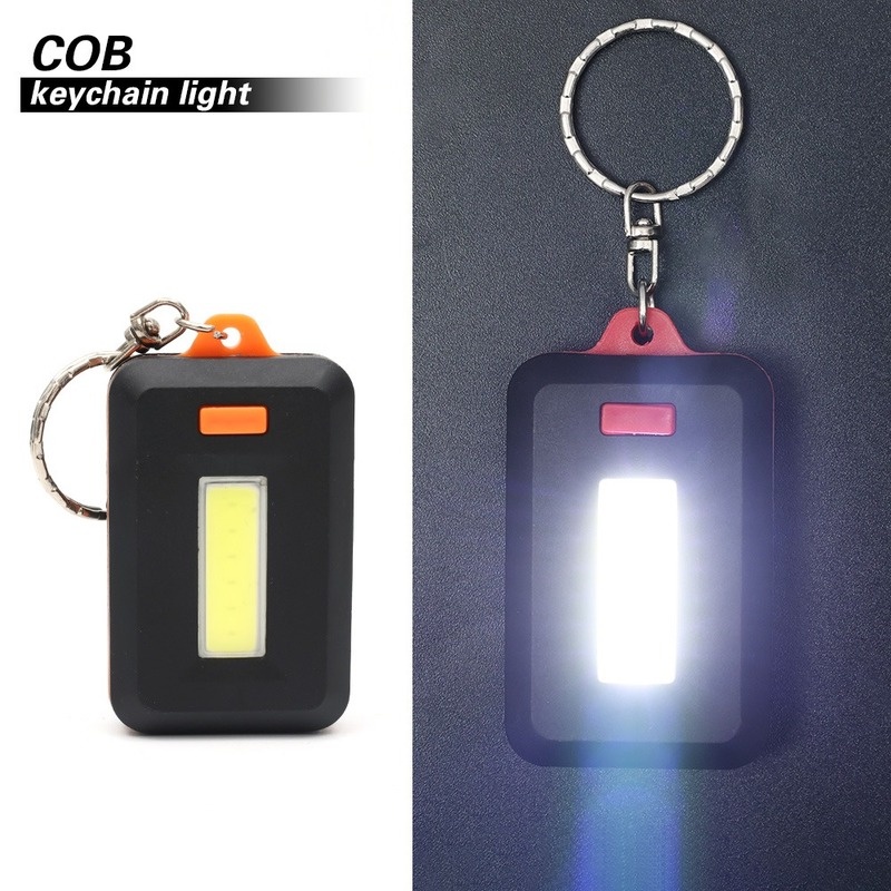 1pc Gantungan Kunci Senter LED COB Mini Portable Multifungsi Anti Air 3 Mode Warna Acak