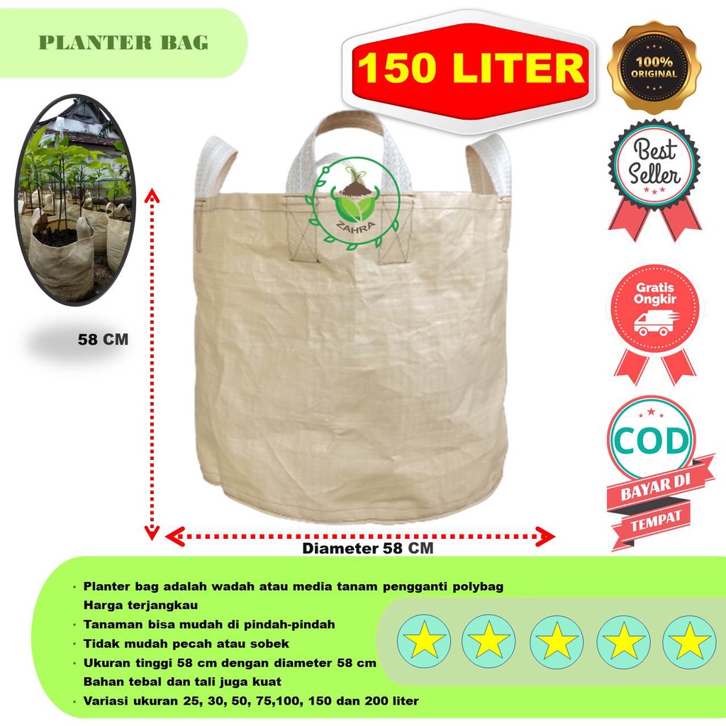 COD Zahra Planter Bag 8 Ukuran 150 Liter Planterbag Tahan Tahunan