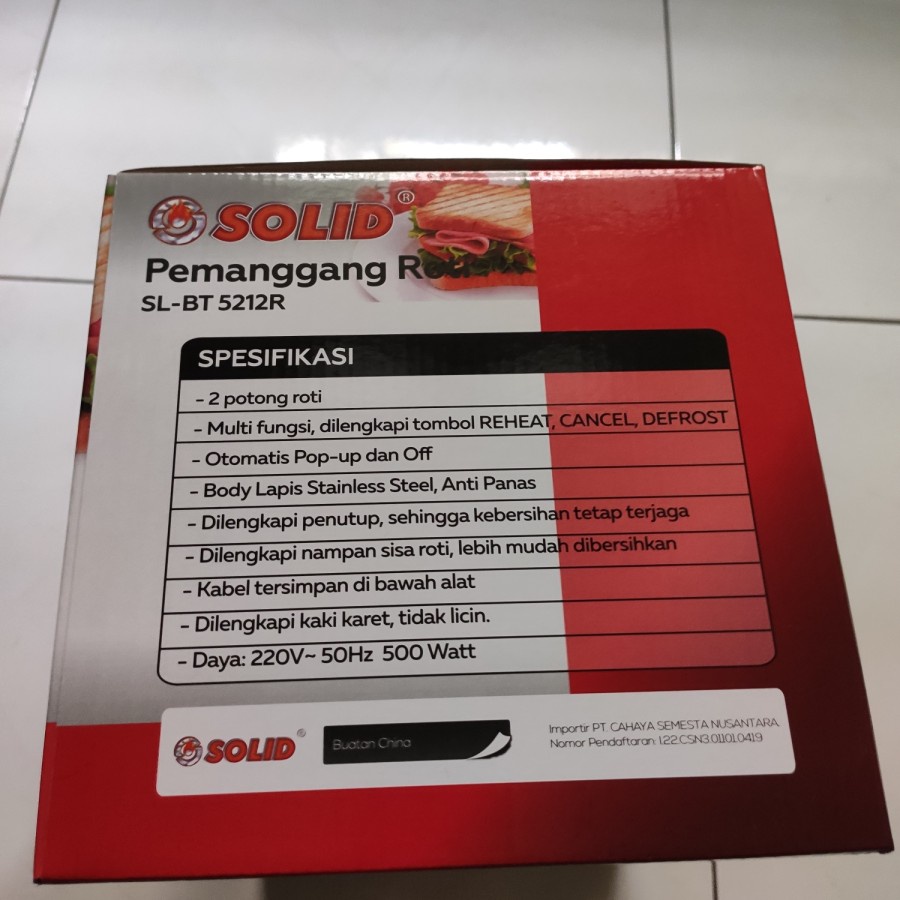 SOLID Bread toaster / pemanggang  BT 5212R - Panggang Roti